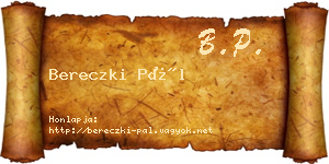 Bereczki Pál névjegykártya